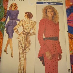 Vintage Butterick Sewing Pattern 6864 Dress 1980's